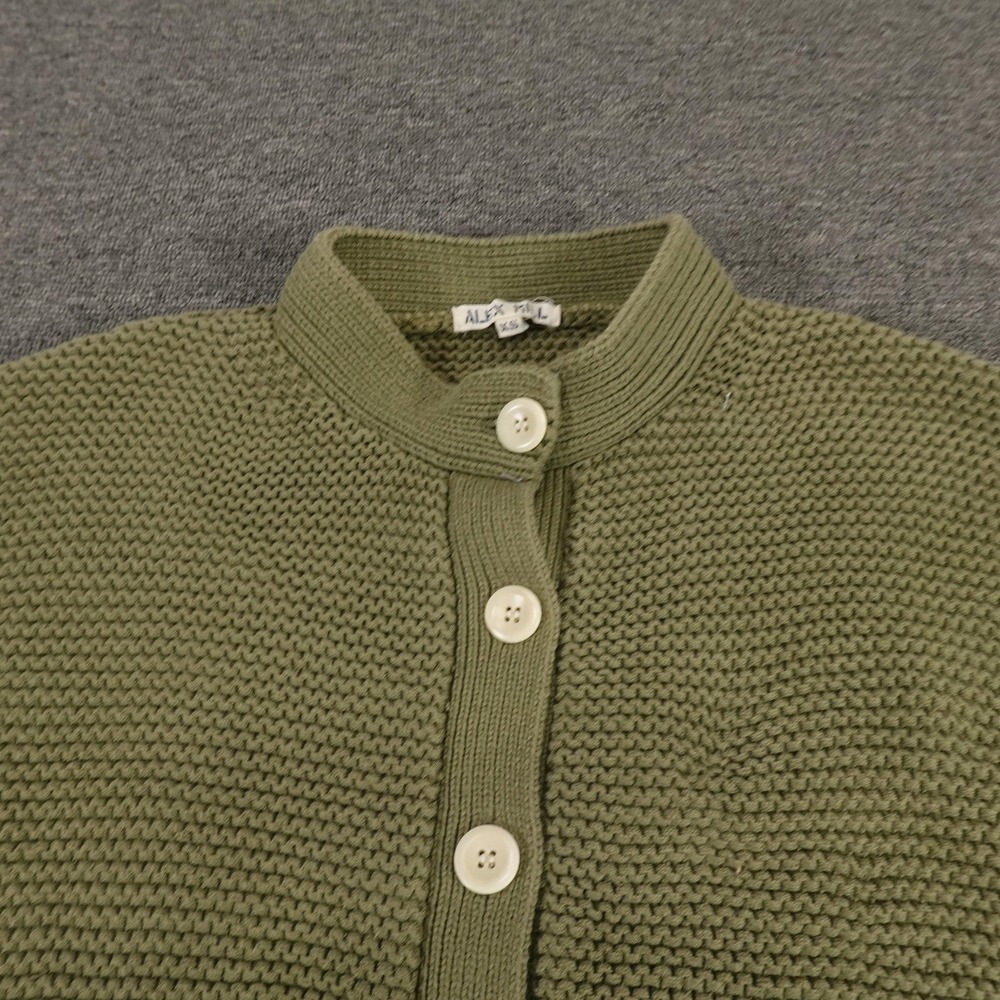 Alex Mill Cardigan Sweater Womens XS Green Nico Chunky Mock Neck Button Knit - Picture 3 of 13